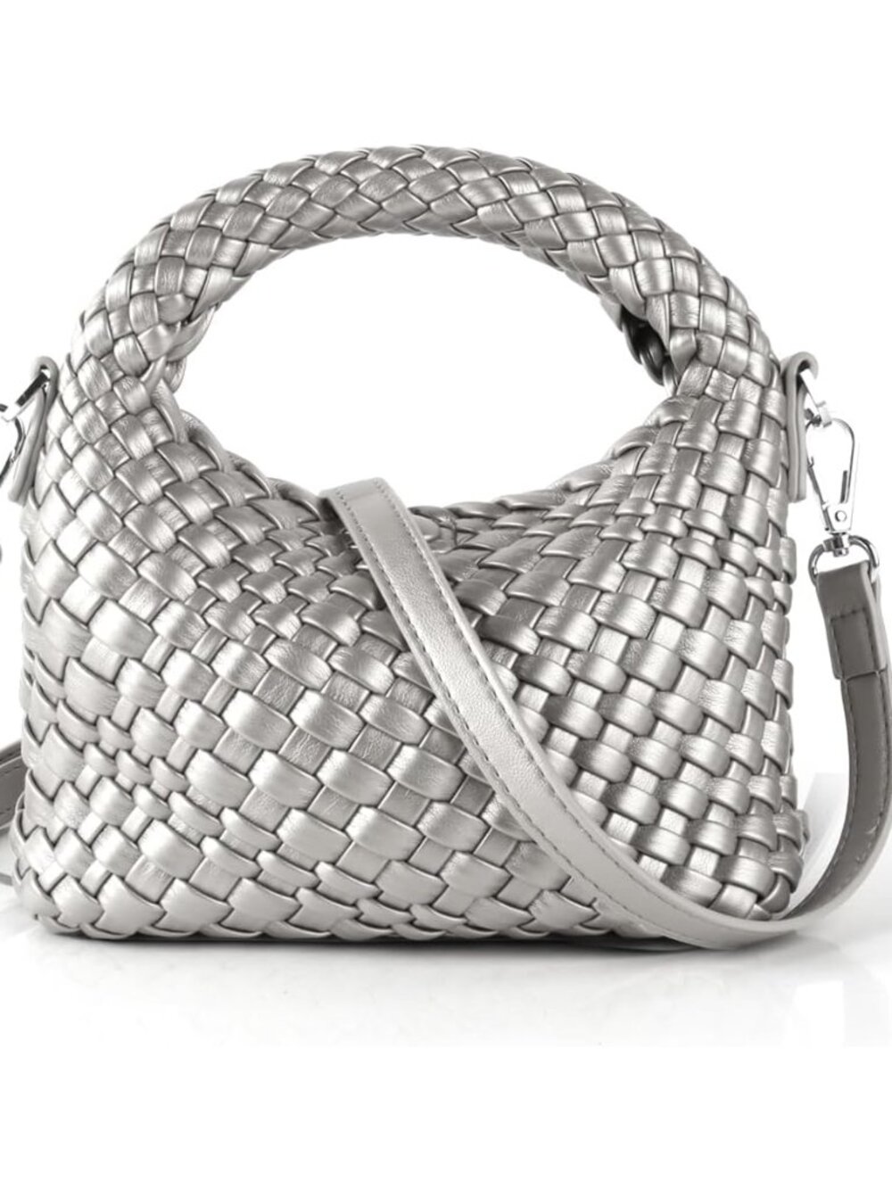 Woven Purse for Women, Small Top Handle Handbag with Detachable Shoulder Strap,